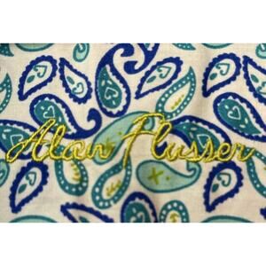 Alan Flusser Mens Blue Paisley Flattering Button Long Sleeve Shirt Med-Cotton